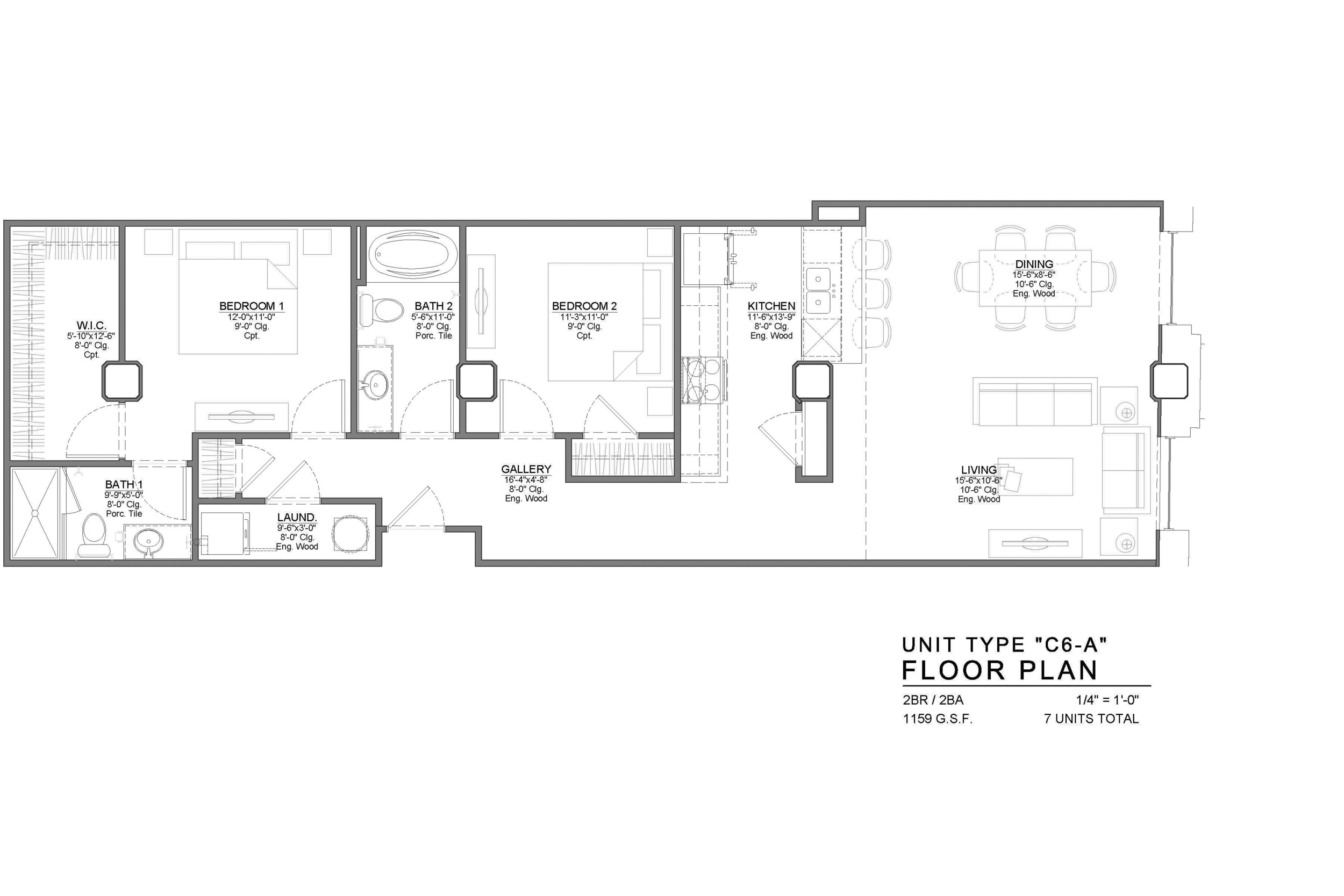C6-A FLOOR PLAN: 2 BEDROOM / 2 BATH