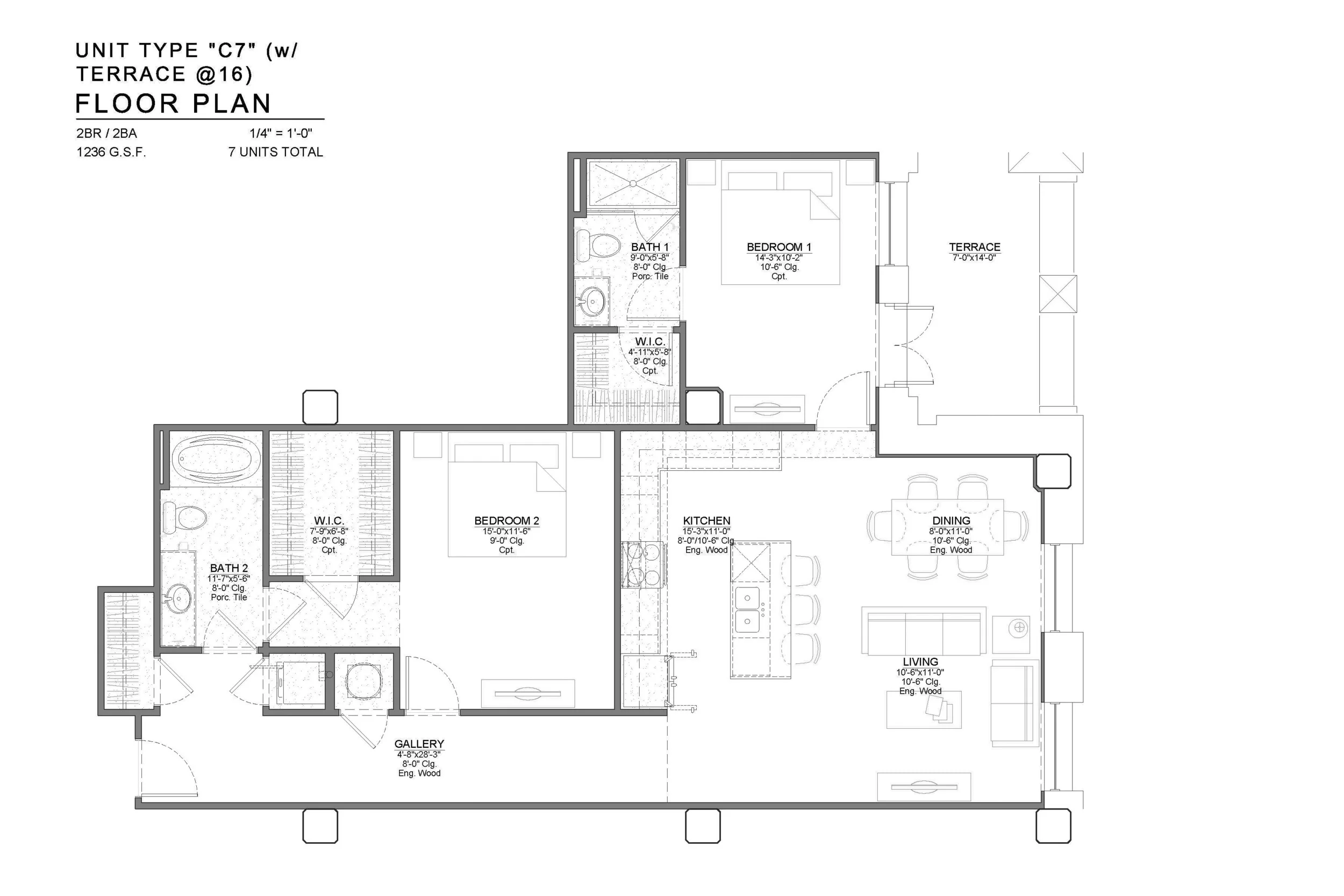 C7 FLOOR PLAN: 2 BEDROOM / 2 BATH