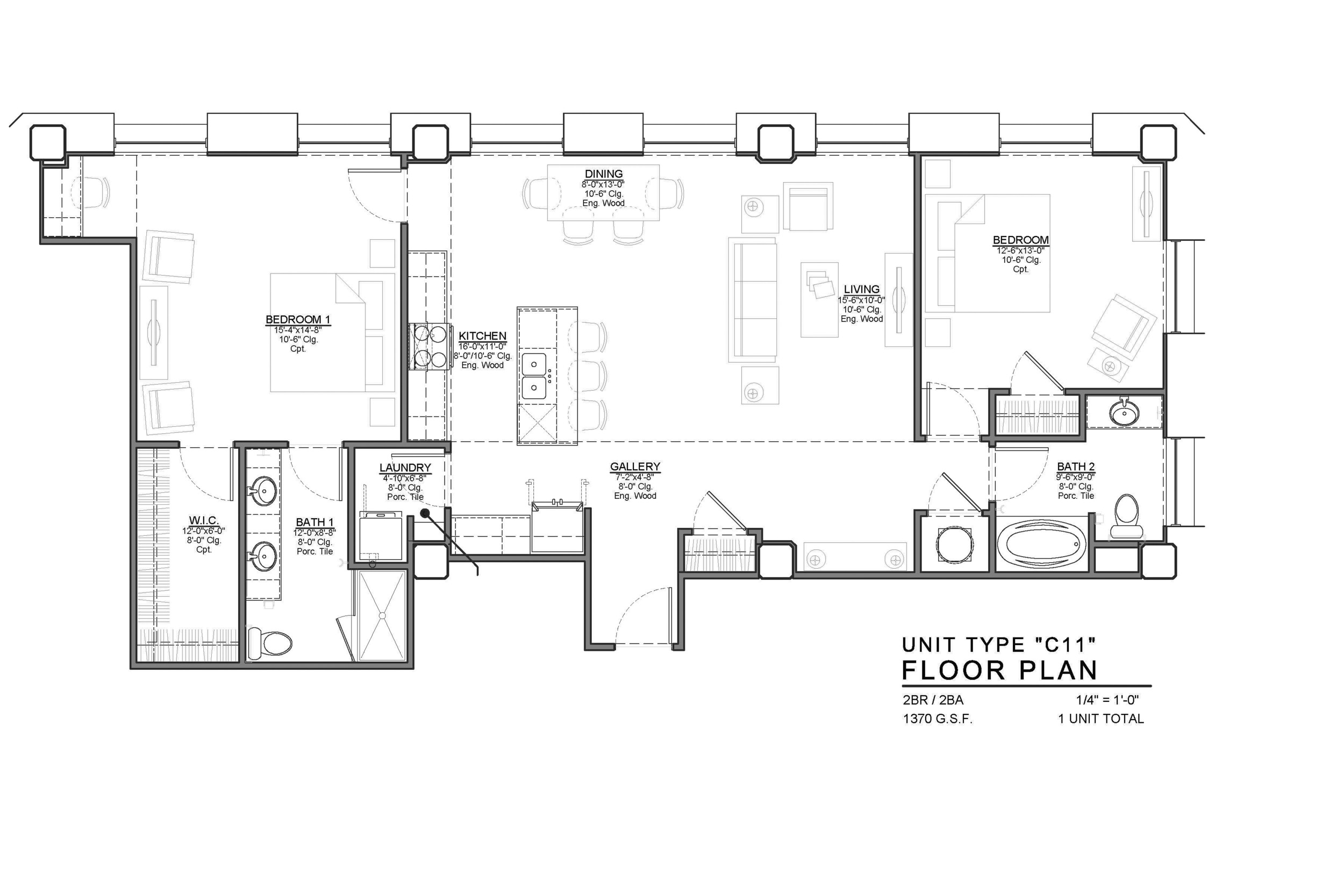 C11 FLOOR PLAN: 2 BEDROOM / 2 BATH