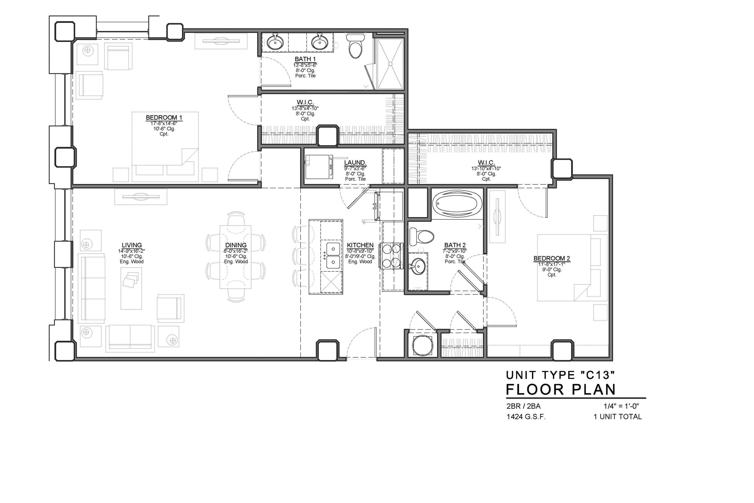 C13 FLOOR PLAN: 2 BEDROOM / 2 BATH