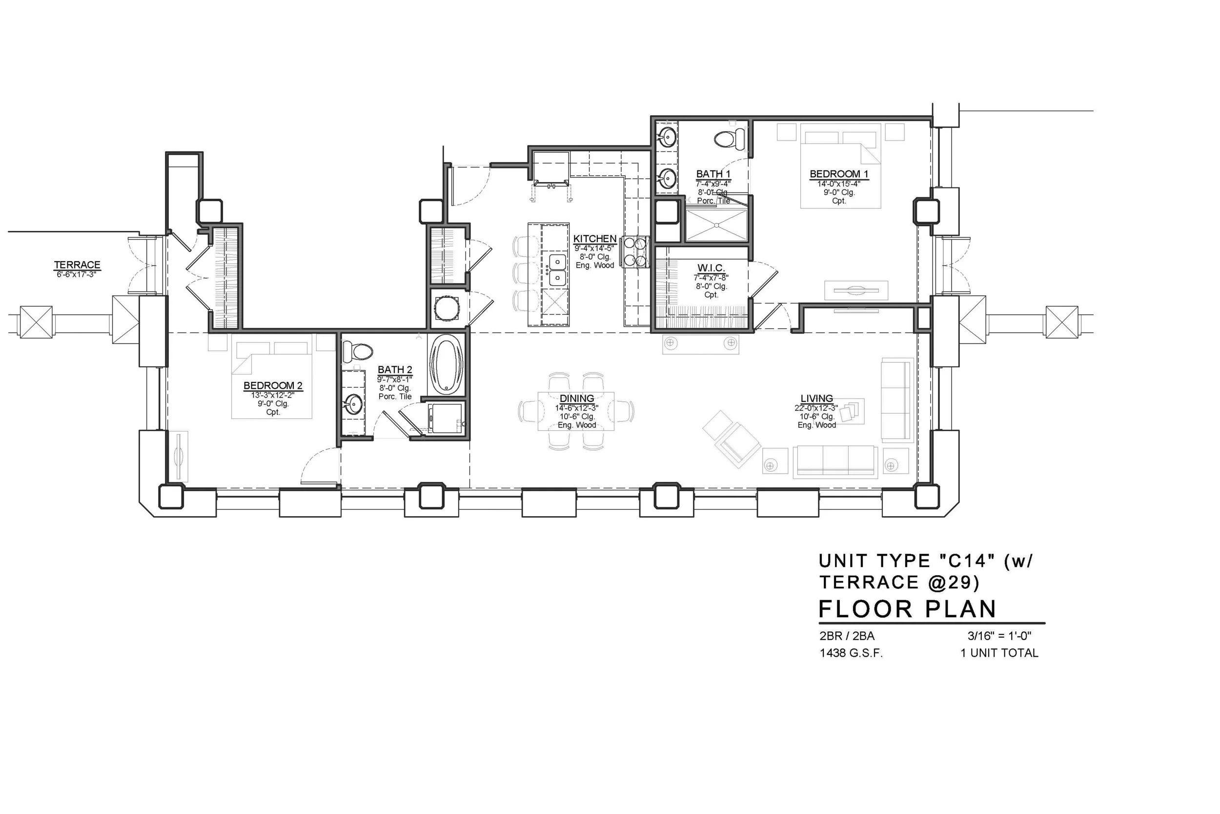 C14 FLOOR PLAN: 2 BEDROOM / 2 BATH