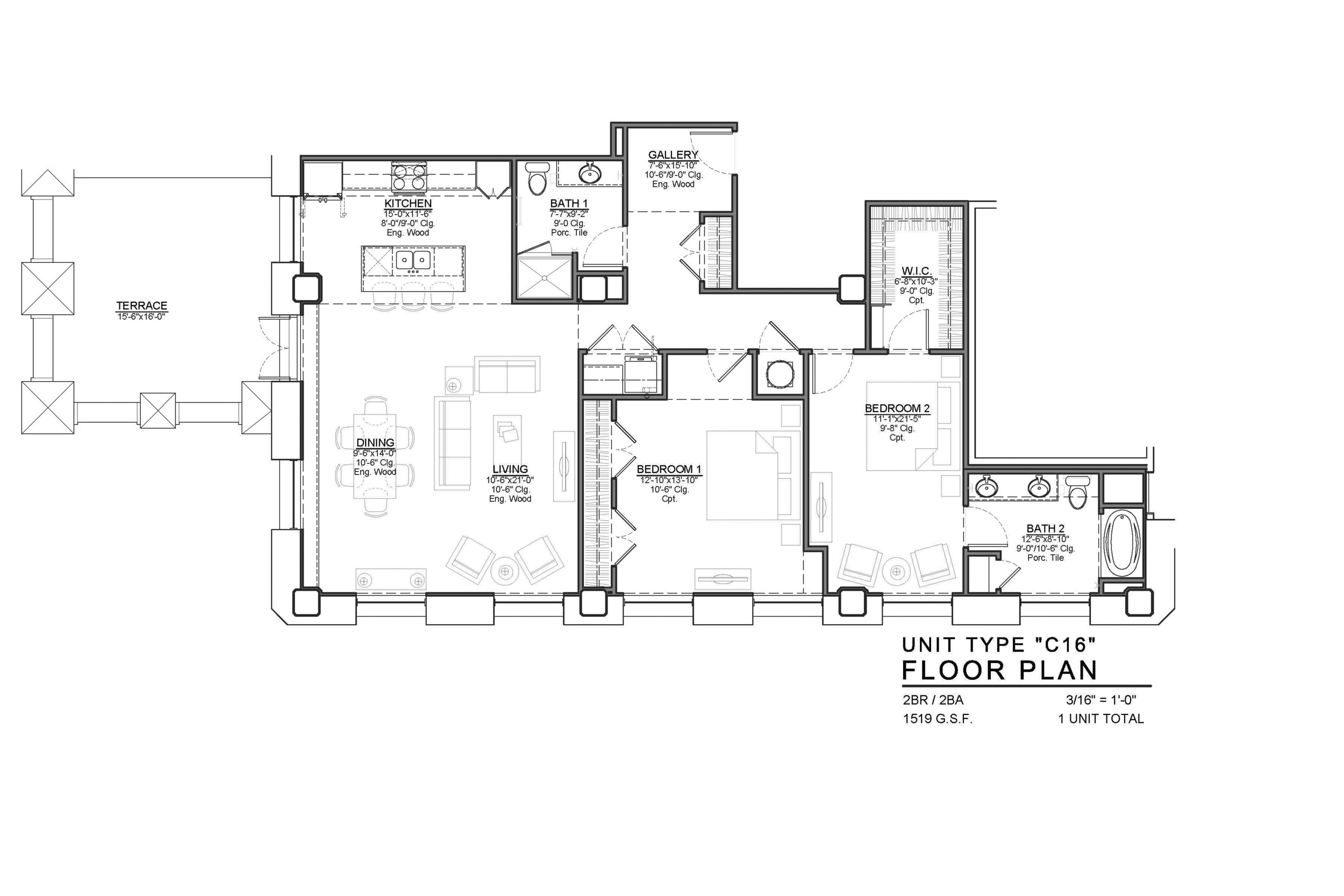 C16 FLOOR PLAN: 2 BEDROOM / 2 BATH
