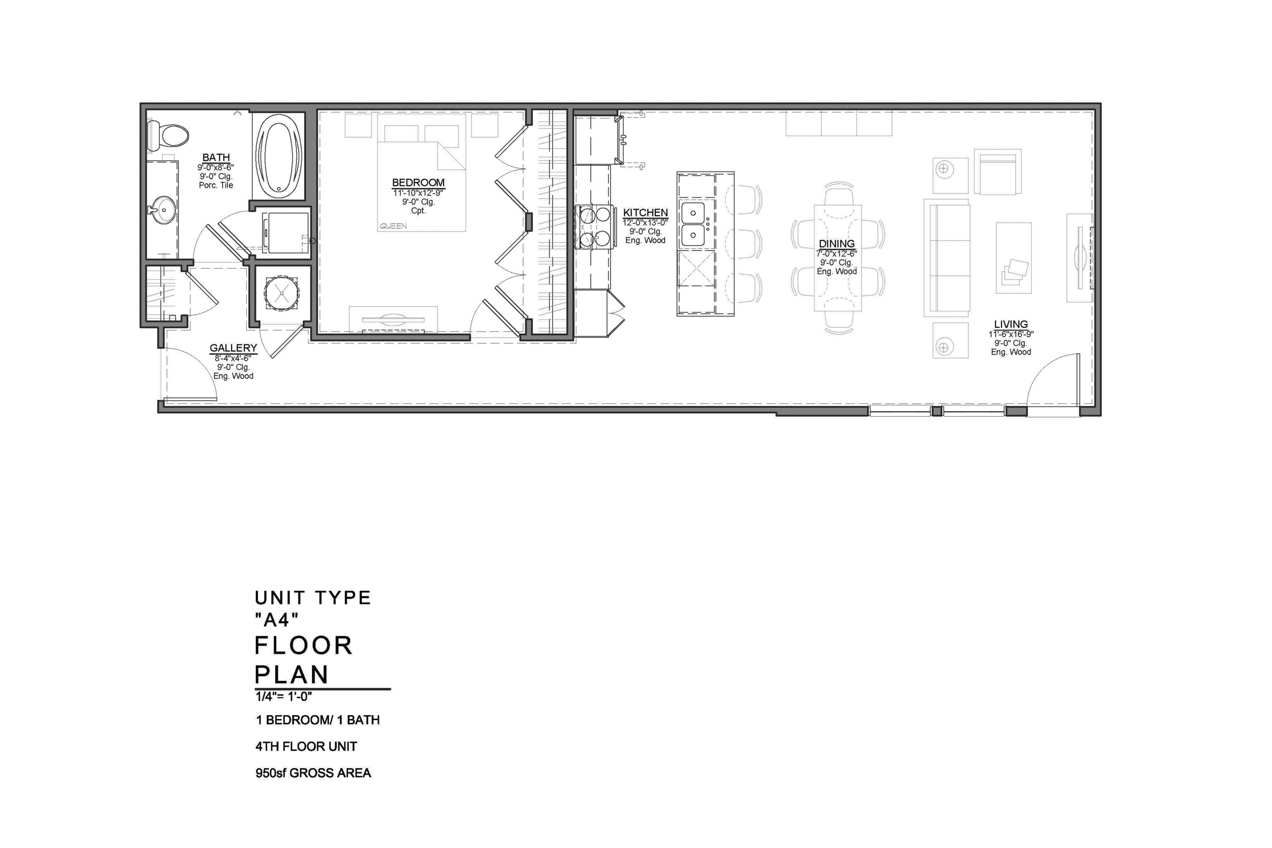 A4 FLOOR PLAN: 1 BEDROOM / 1 BATH