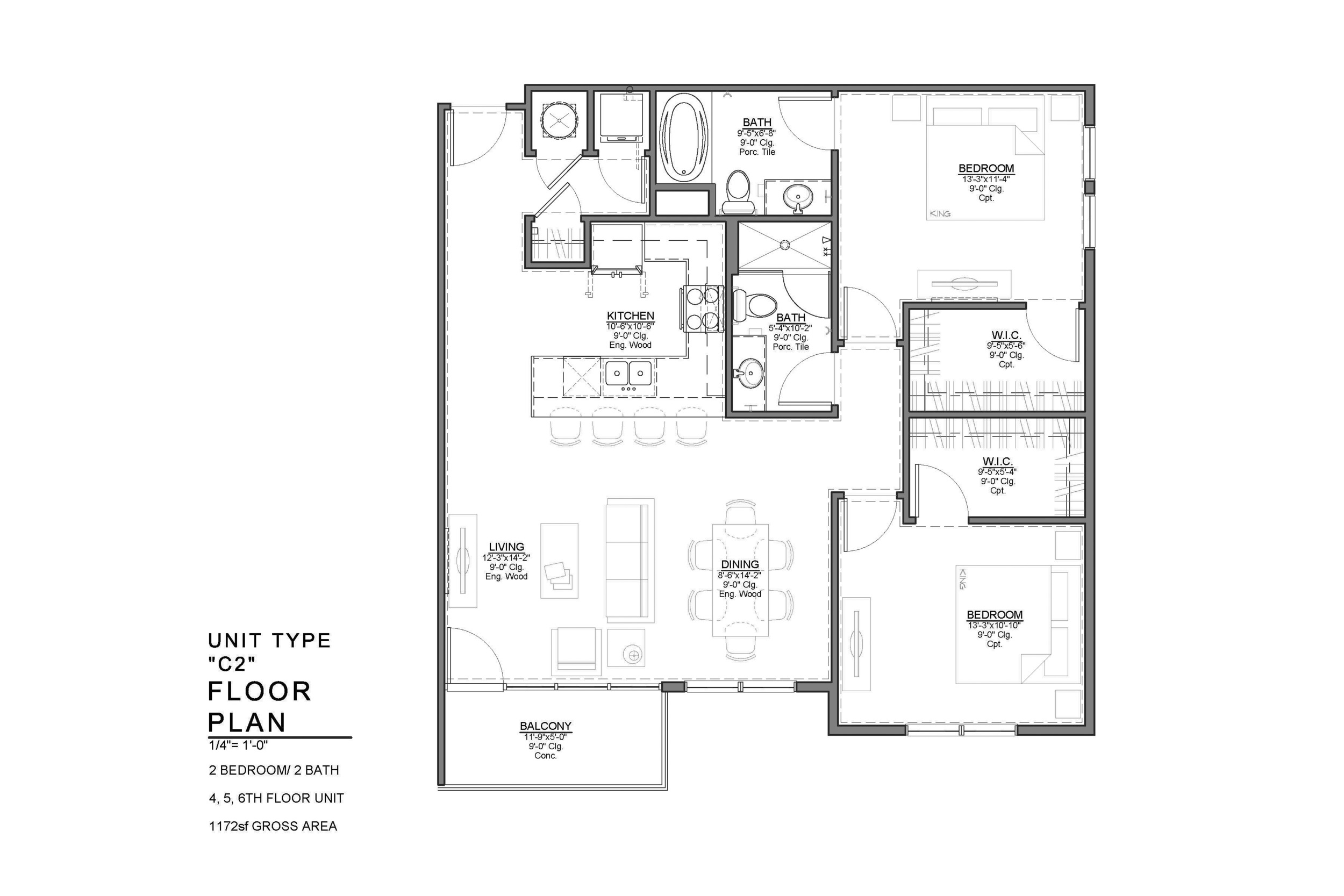 C2 FLOOR PLAN: 2 BEDROOM / 2 BATH