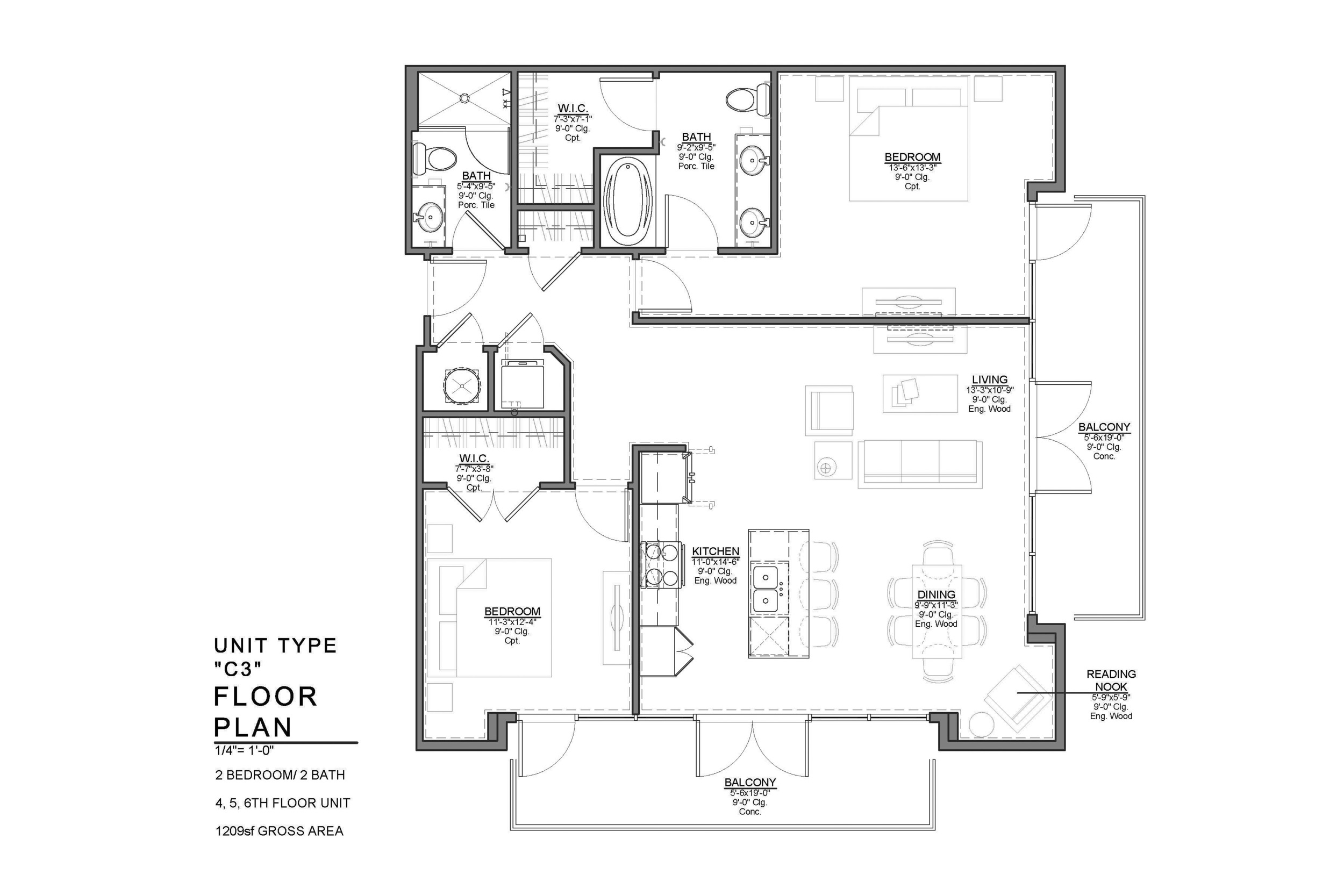 C3 FLOOR PLAN: 2 BEDROOM / 2 BATH