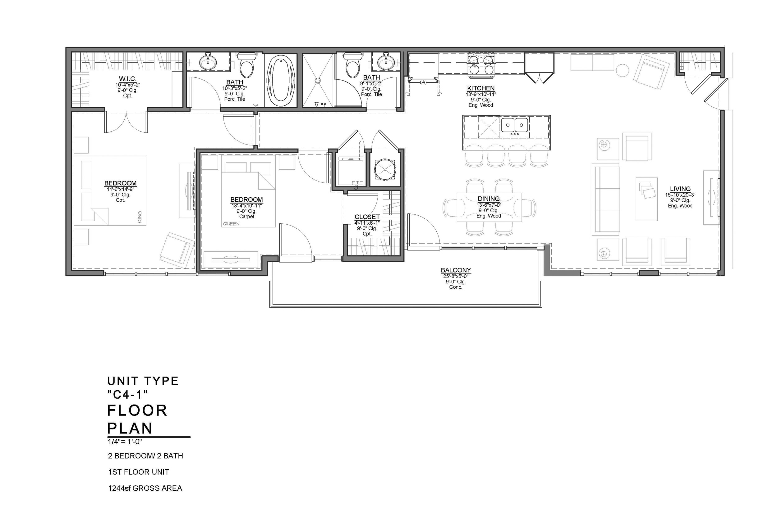 C4-1 FLOOR PLAN: 2 BEDROOM / 2 BATH