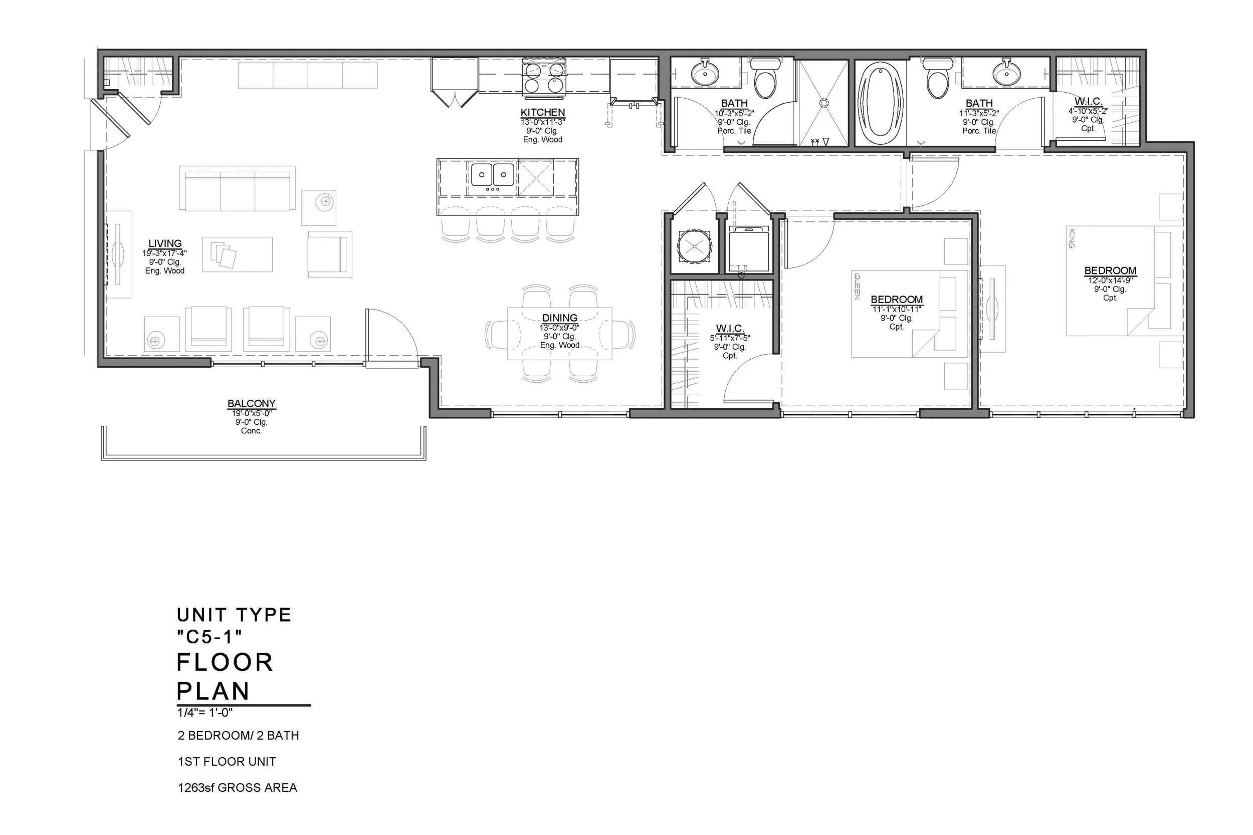 C5-1 FLOOR PLAN: 2 BEDROOM / 2 BATH