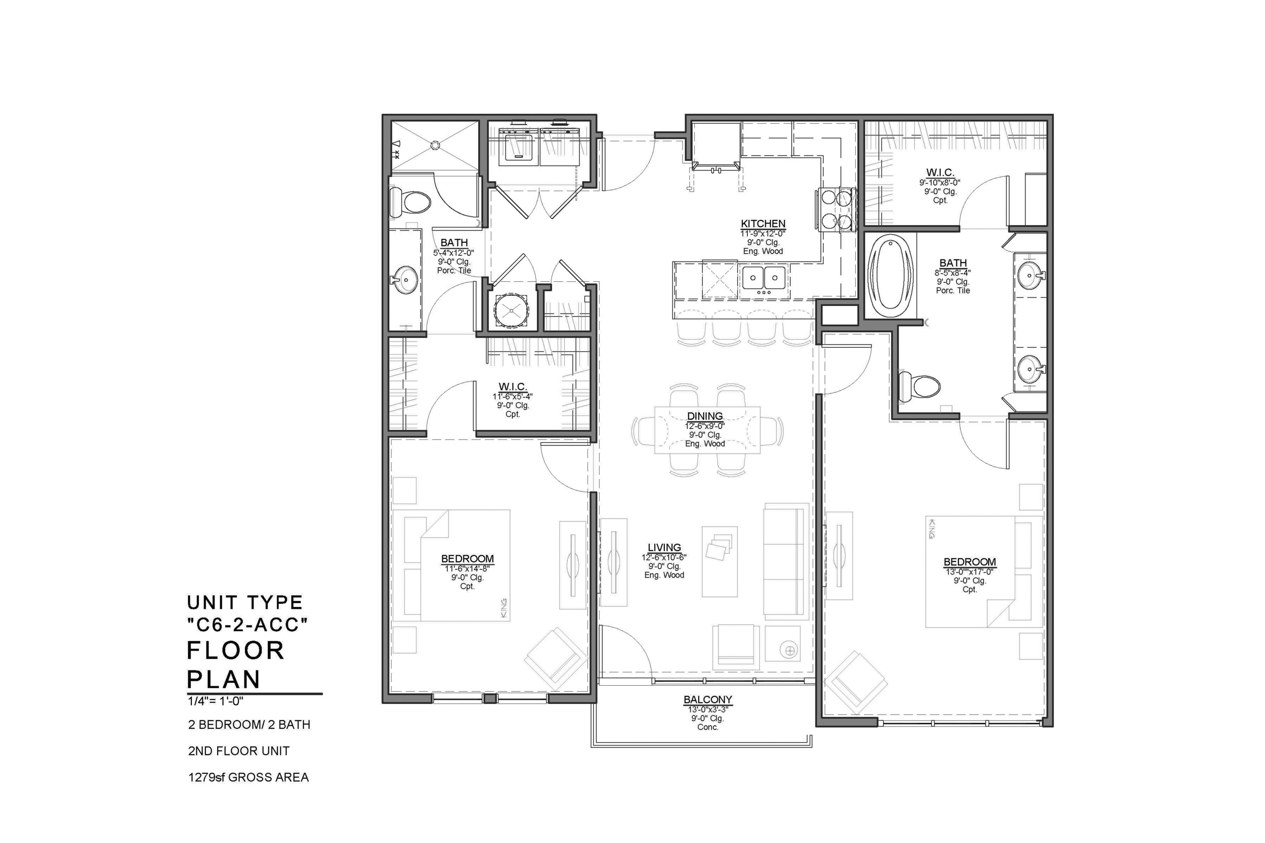 C6-2-ACC FLOOR PLAN: 2 BEDROOM / 2 BATH