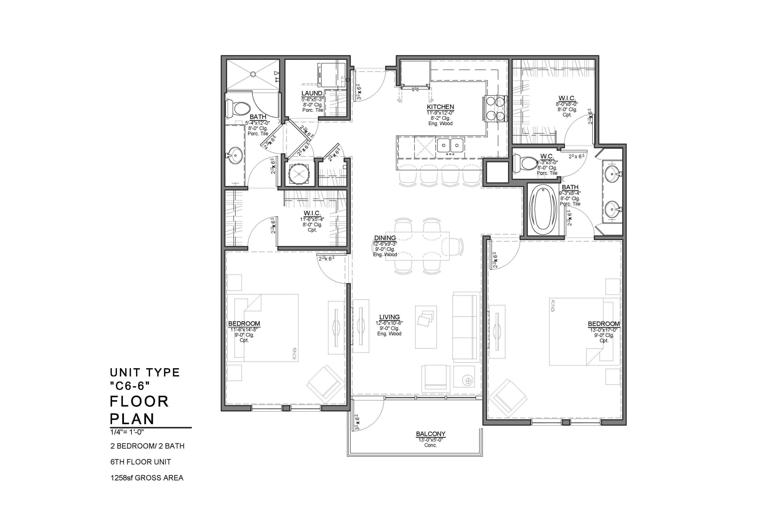 C6-6 FLOOR PLAN: 2 BEDROOM / 2 BATH