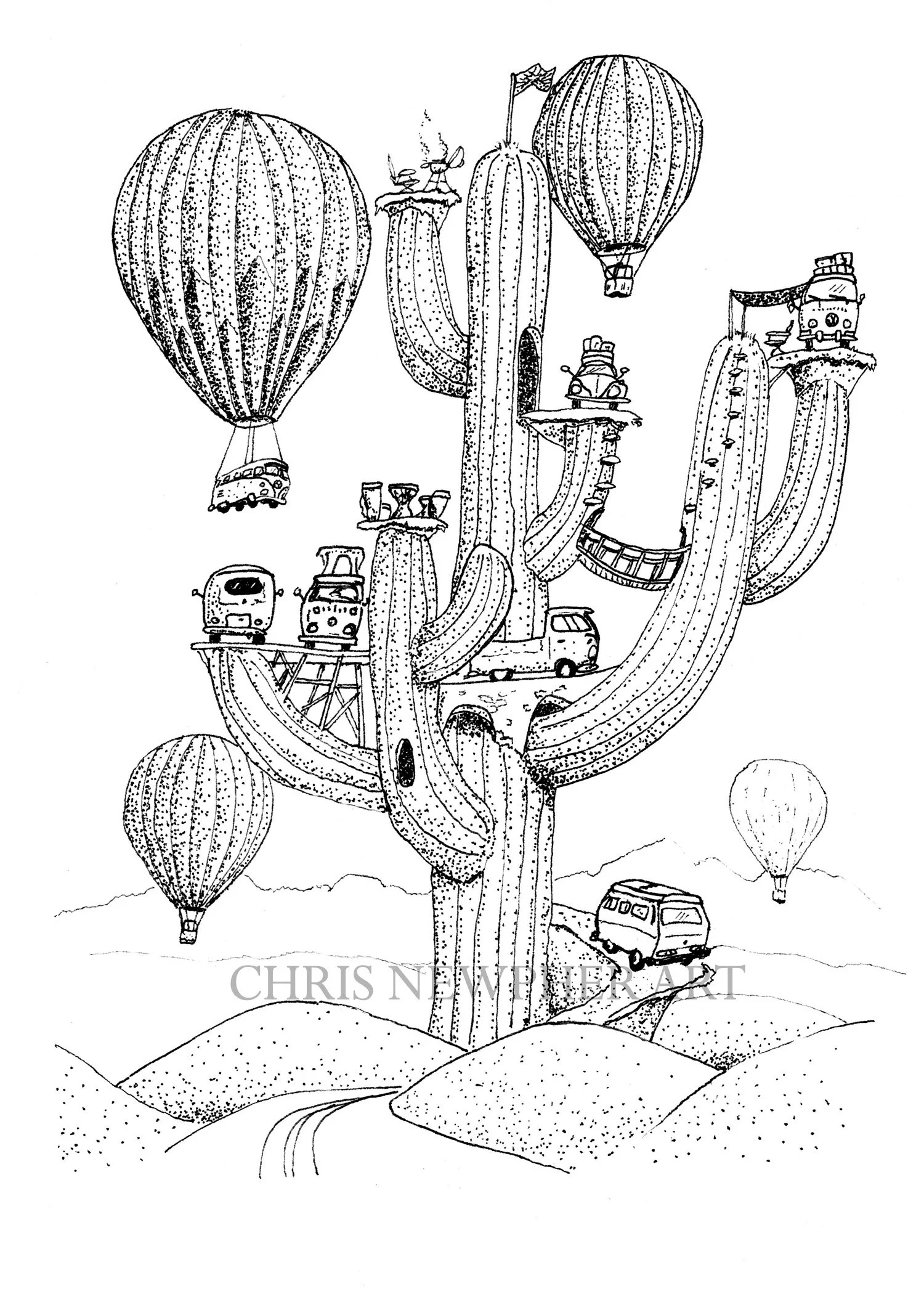 "ALOFT" 5"X7" Print with hand drawn element