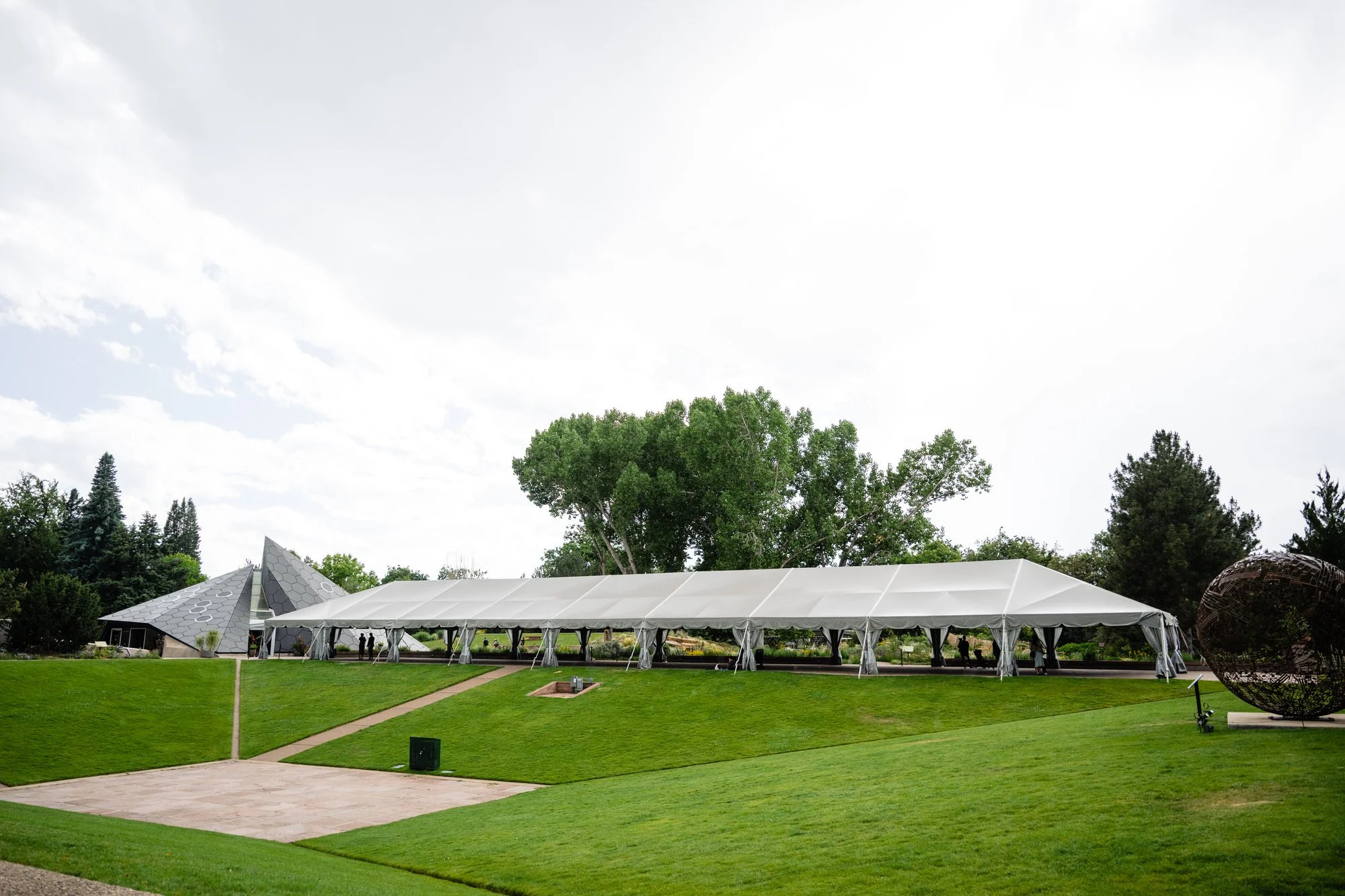 UMB Bank Amphitheater reception tent at Denver Botanic Gardens