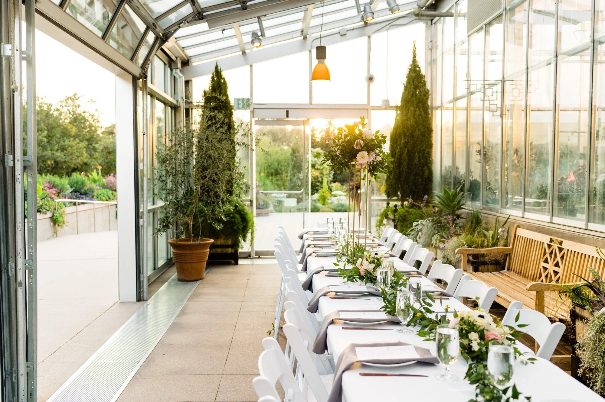 Wedding reception in the Orangery at Denver Botanic Gardens