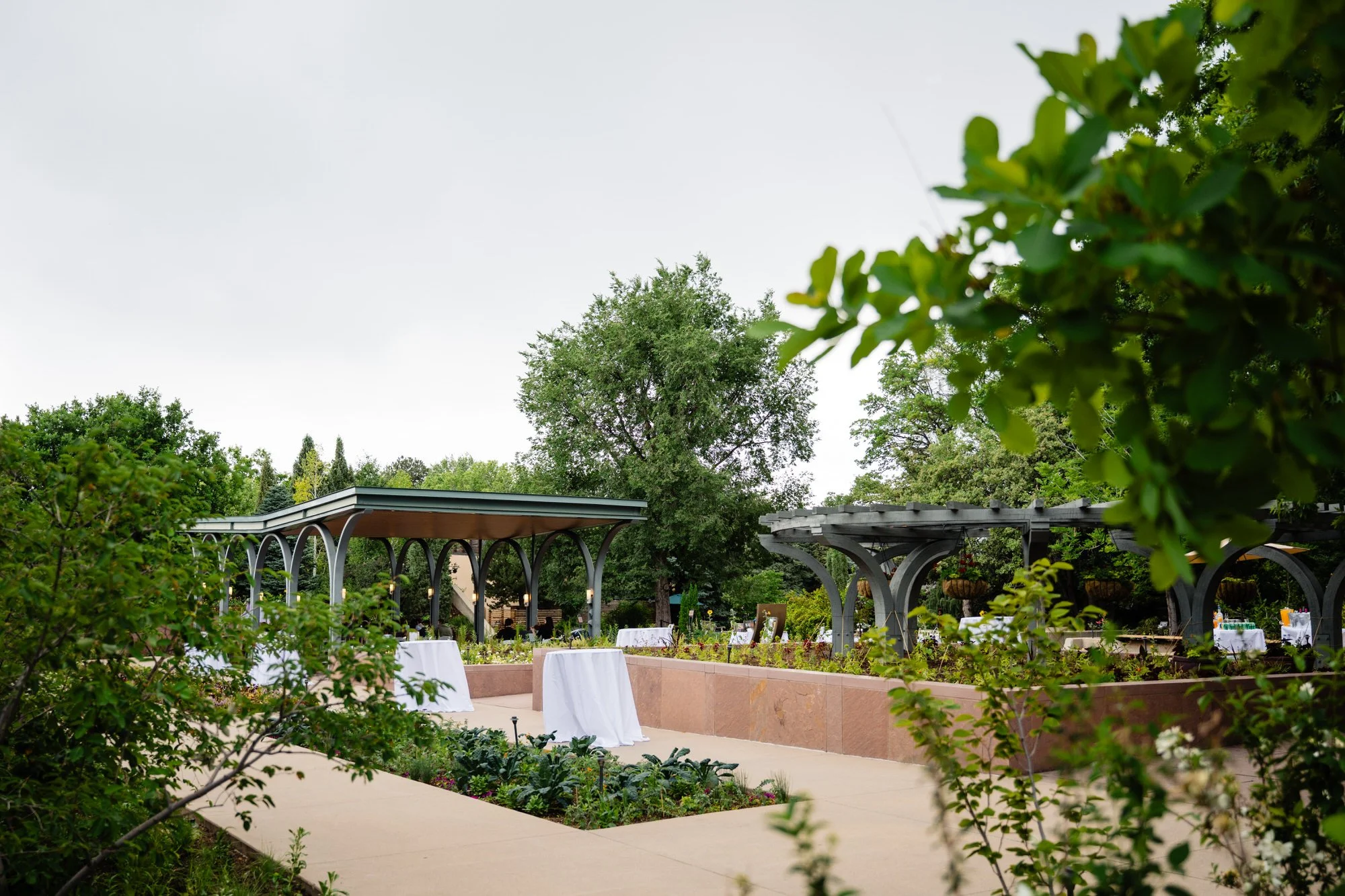 Annuals Garden and Pavilion surrounded by gardens at Denver Botanic Gardens