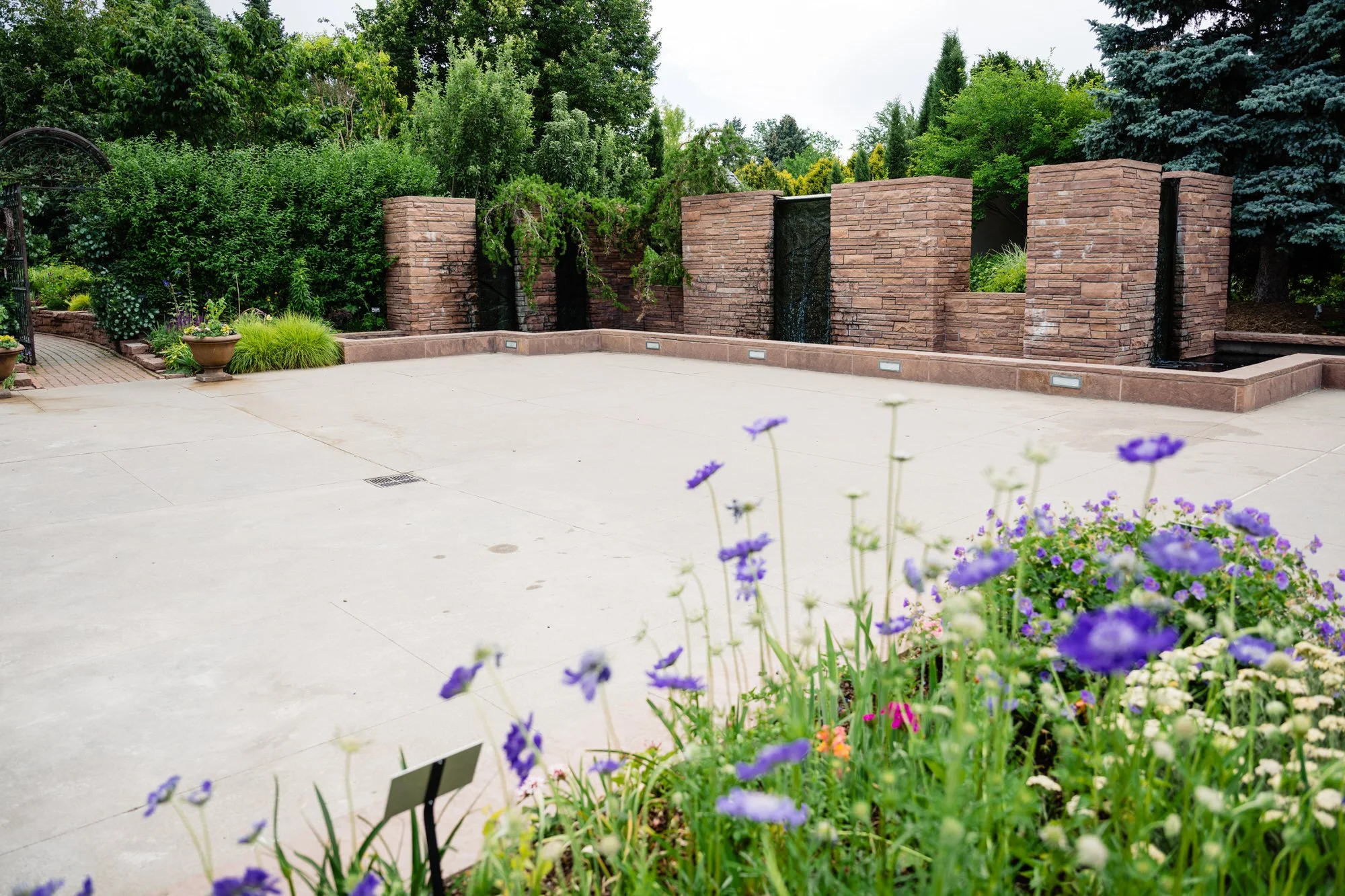Water feature and event space in the Welcome Garden at Denver Botanic Gardens
