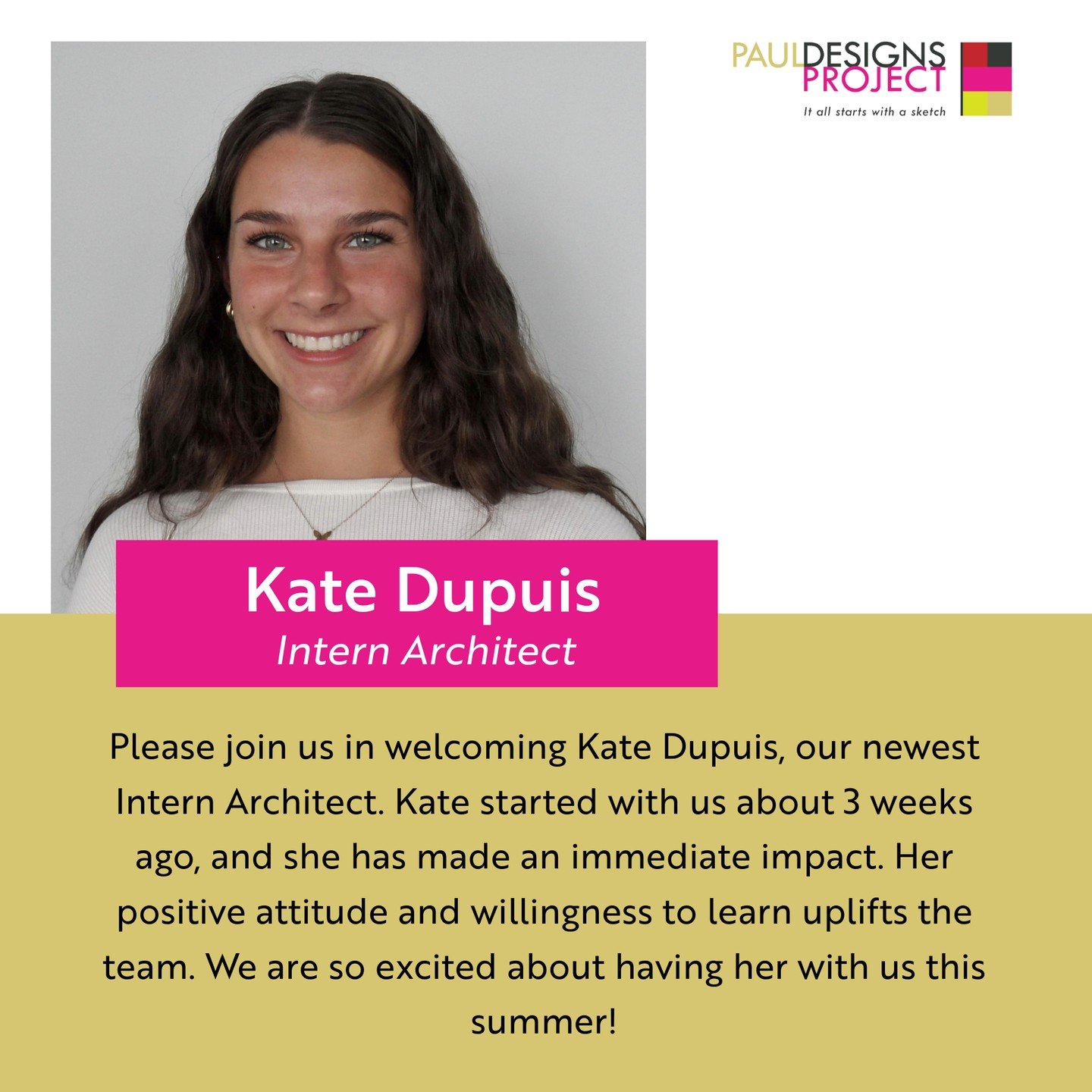 Welcome Kate!!!! Excited to have you on the team!