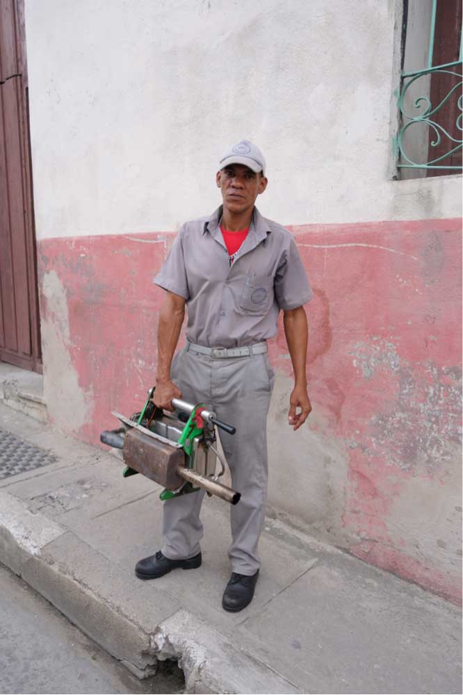 Spraying for mosquitos in Santiago de Cuba.