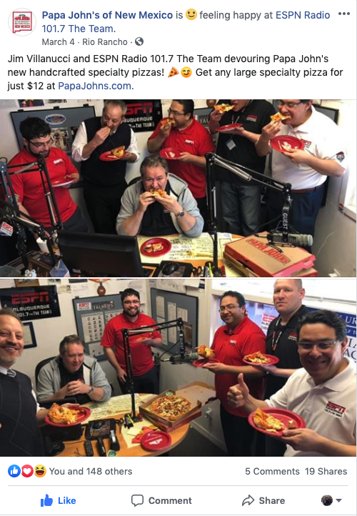 Papa John's at ESPN Radio 101.7 The Team