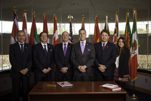 Chris Heller con los propietarios de KW España: Leonardo Cromstedt, Alicia Cromstedt, Fernando Moreno, Alberto Moreno y Alfonso Lacruz (9/02/2015)