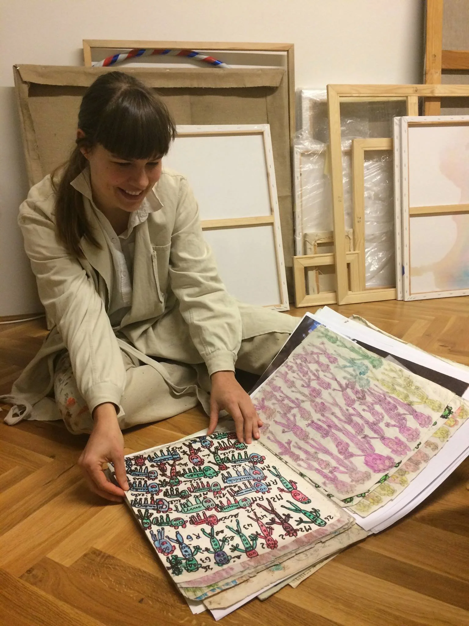 presenting Mary's art in my studio.jpg