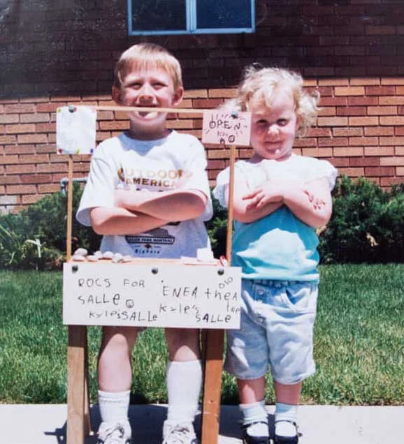 That's me at 5 years old, selling rocks in my front yard.