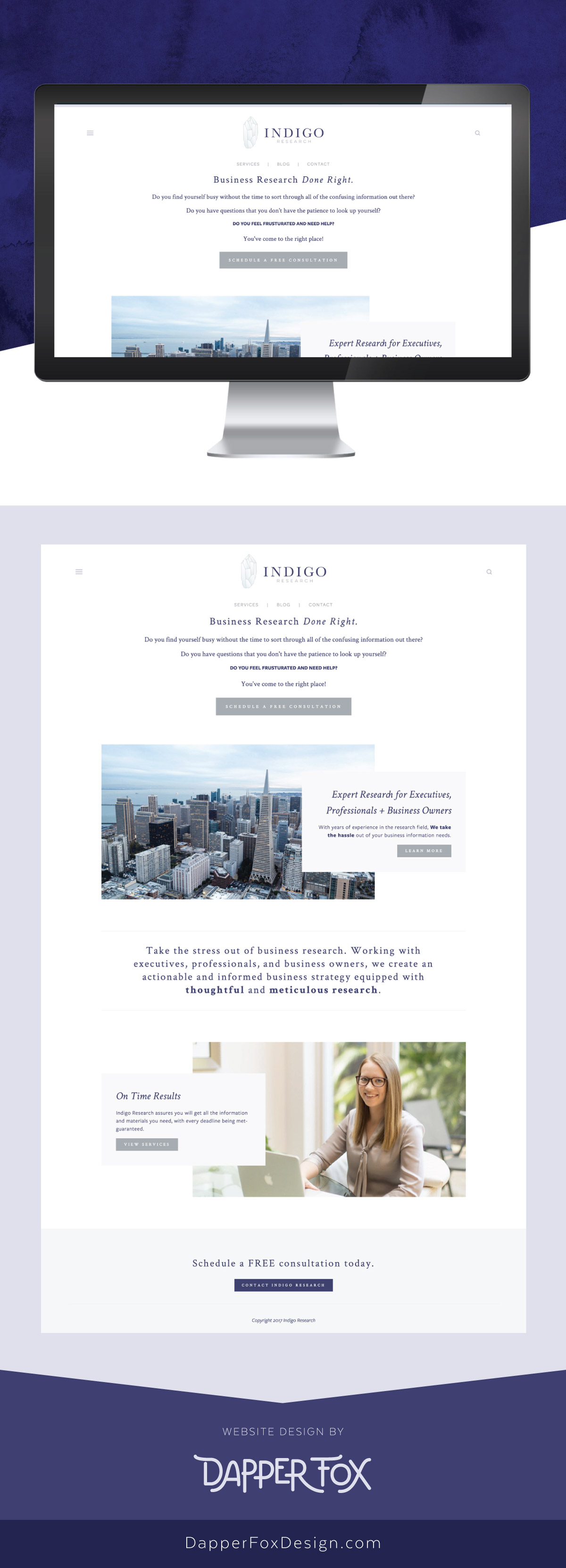 Squarespace Website Design - Indigo Research Florida Squarespace Website Design and Branding by Dapper Fox Design