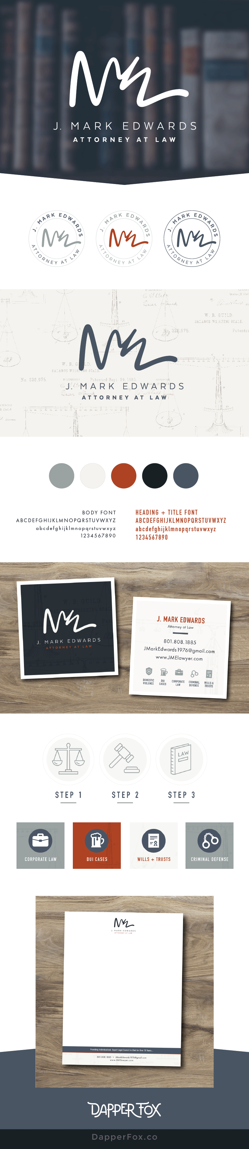 Utah Lawyer Attorney Branding and Website Design by Dapper Fox | Lawyer, professional, attorney modern business branding