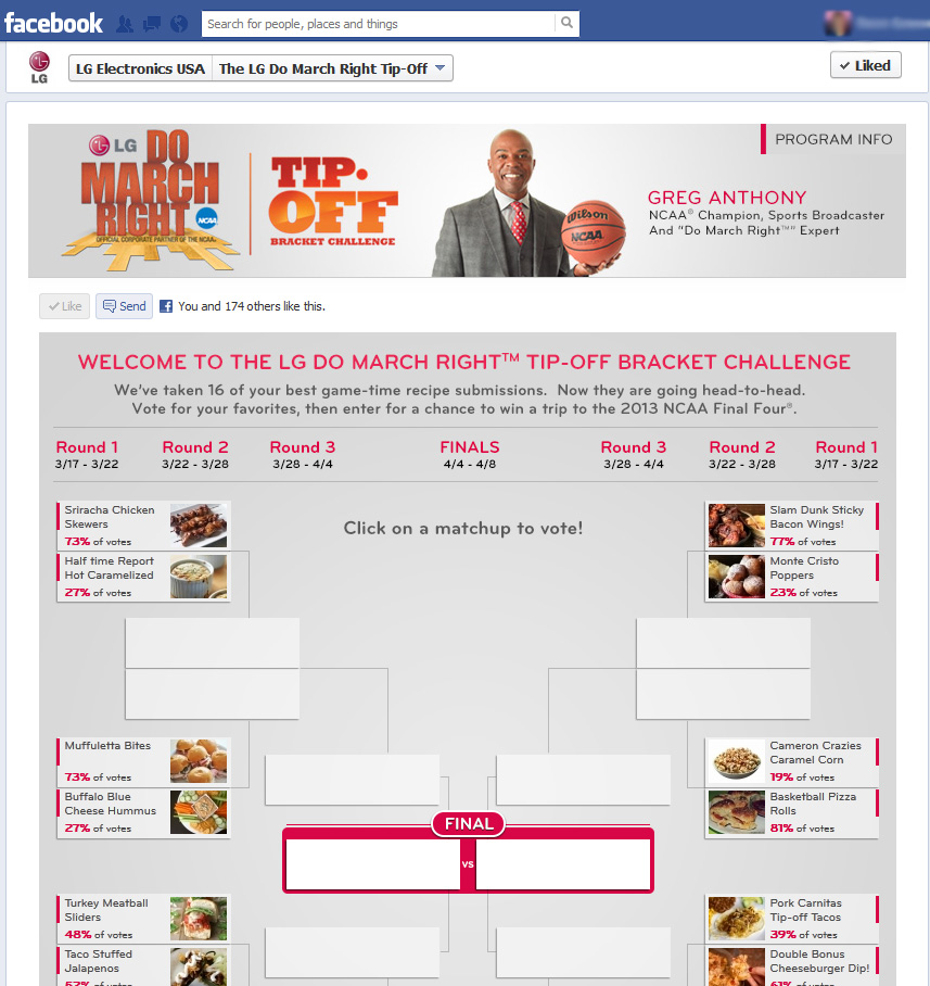 Facebook Application, LG NCAA Final Four
