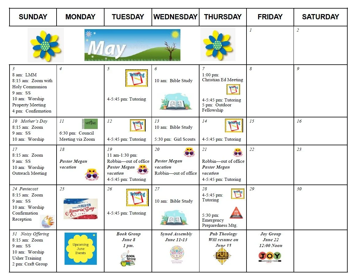 Monthly Calendar &amp; Newsletter