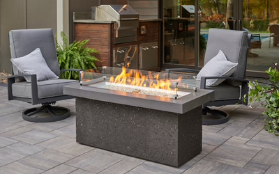 Outdoor Greatroom Grey Key Largo Linear Gas Fire Pit Table — Housewarmings