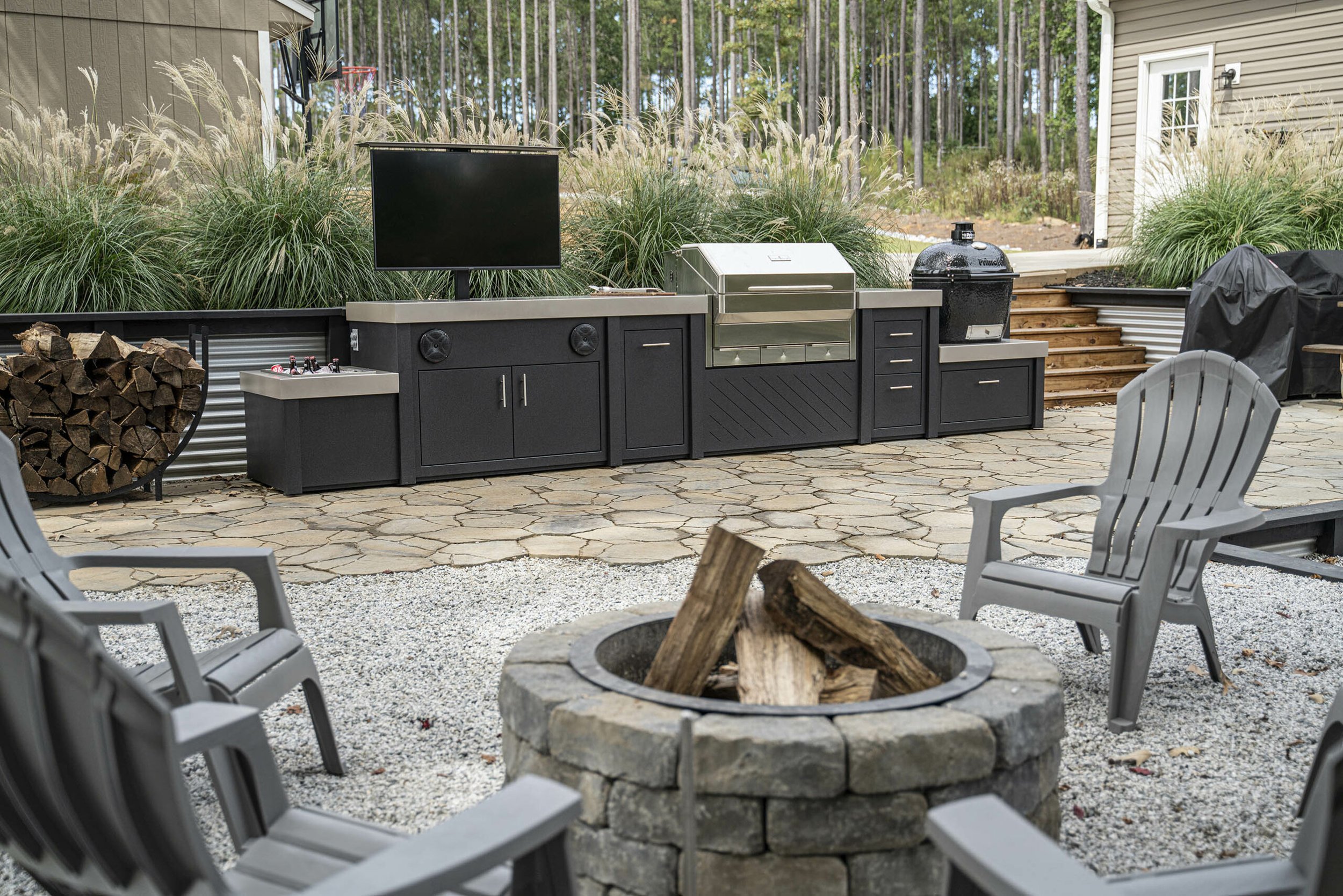 Custom Stoll Grill Island with TV