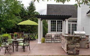 Classic Tuscan Pergola and  Grill Island and 