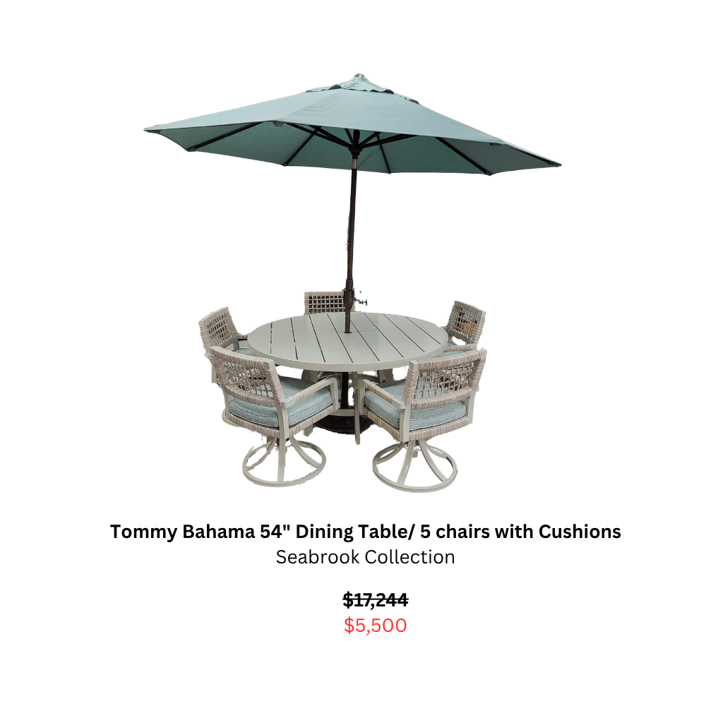Tommy Bahama 54 Dining Table 5 chairs with Cushions Seabrook Collection.png