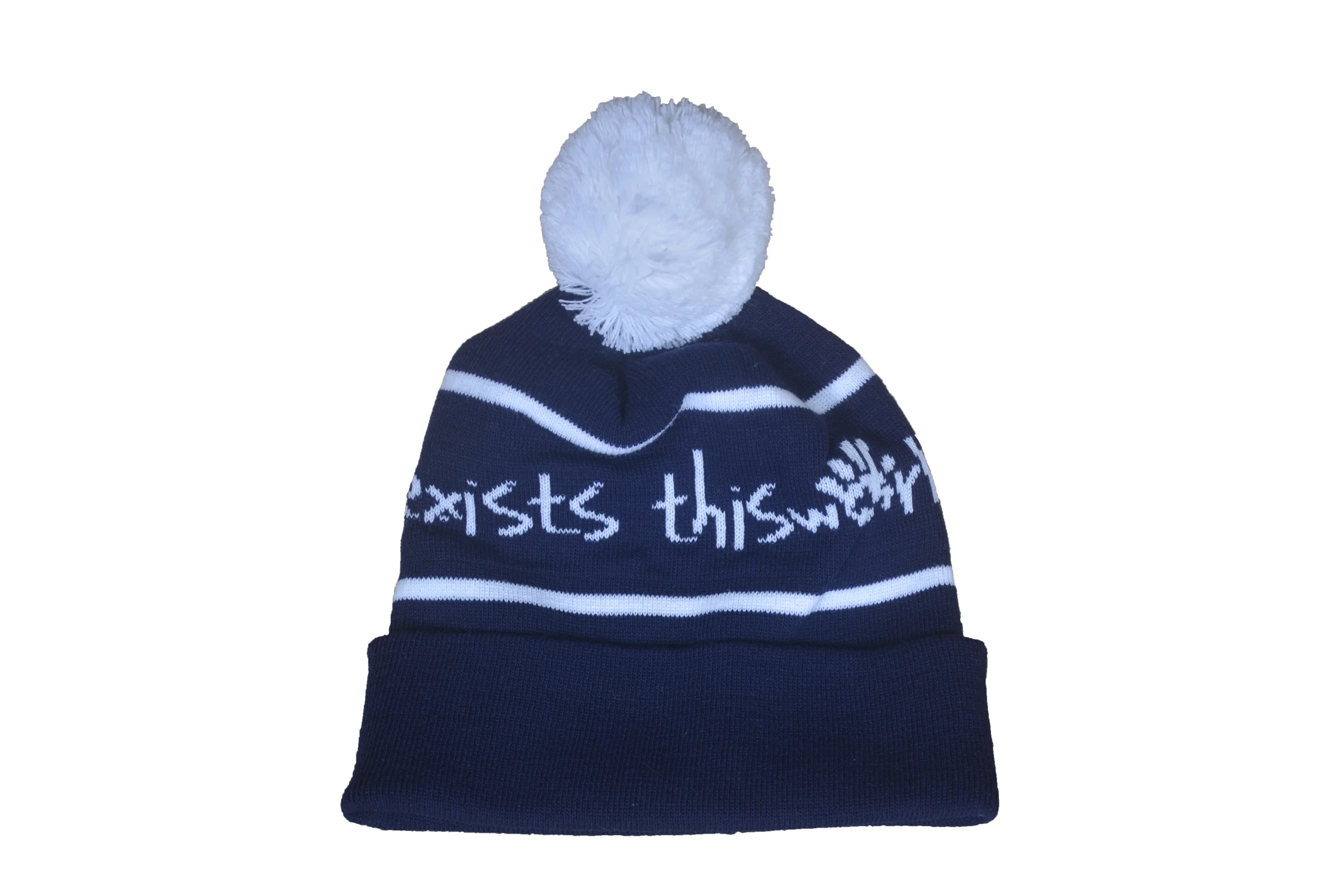 Navy Pom Beanie