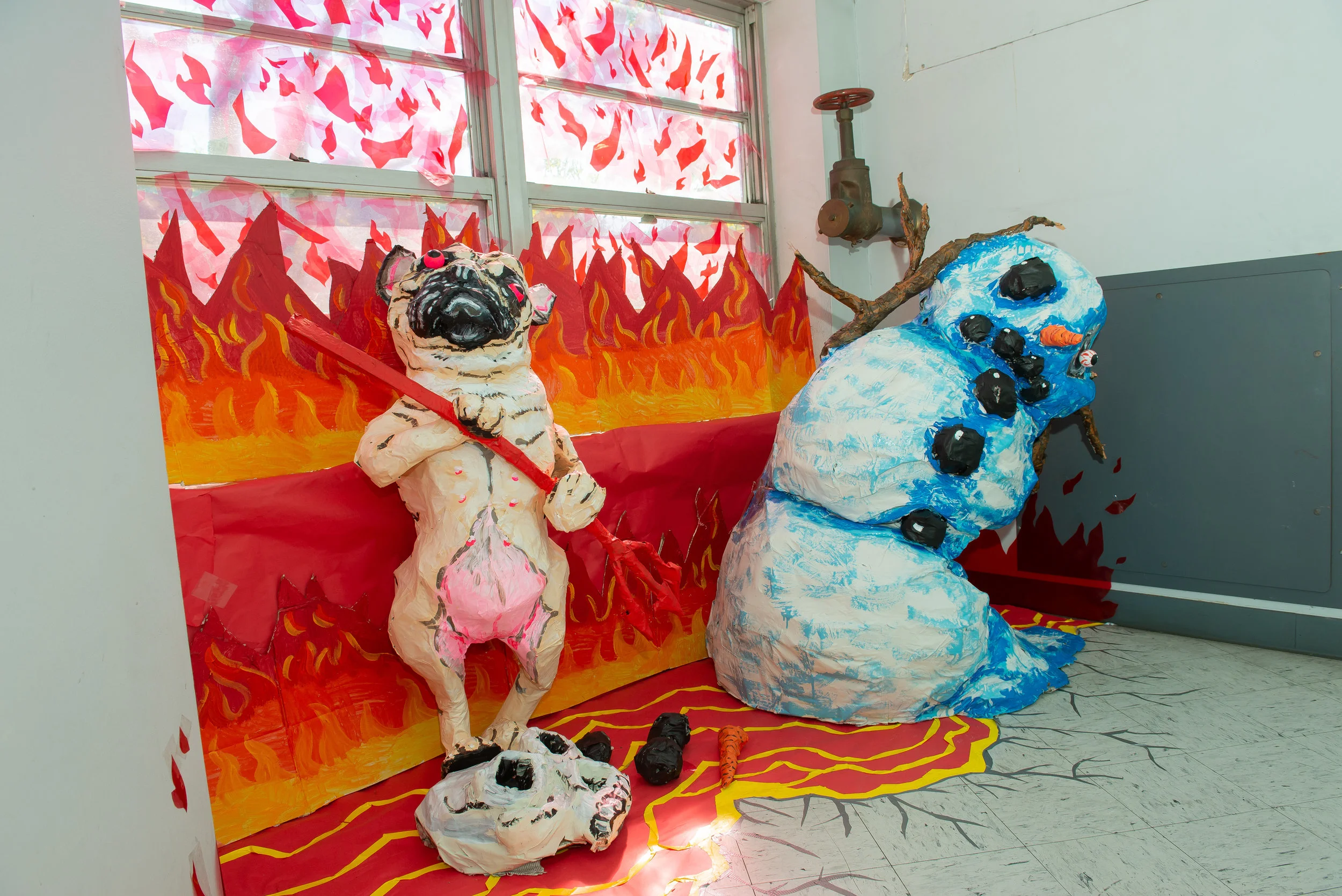 Pug Satan and Snowman