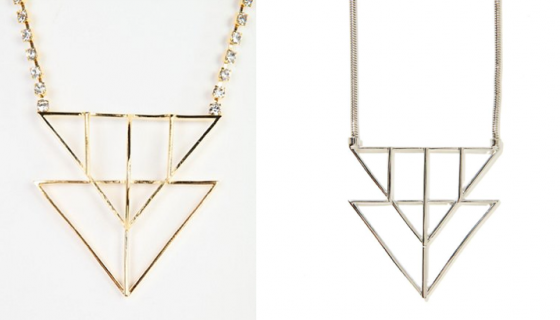 Golden's necklace (left) & the one that is currently being sold by Nasty Gal (right)