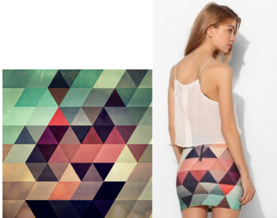 Soares' Tryppyzoyd print (left) and the Bambam x Urban Outfitters skirt (right)