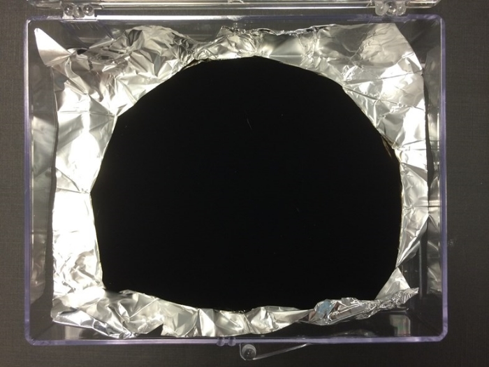 Vantablack being grown on tinfoil 