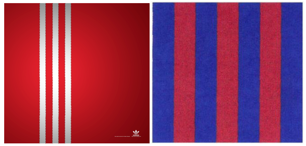 adidas' Three Stripe Mark (left) & FC Barcelona's Seven Strip Mark (right)