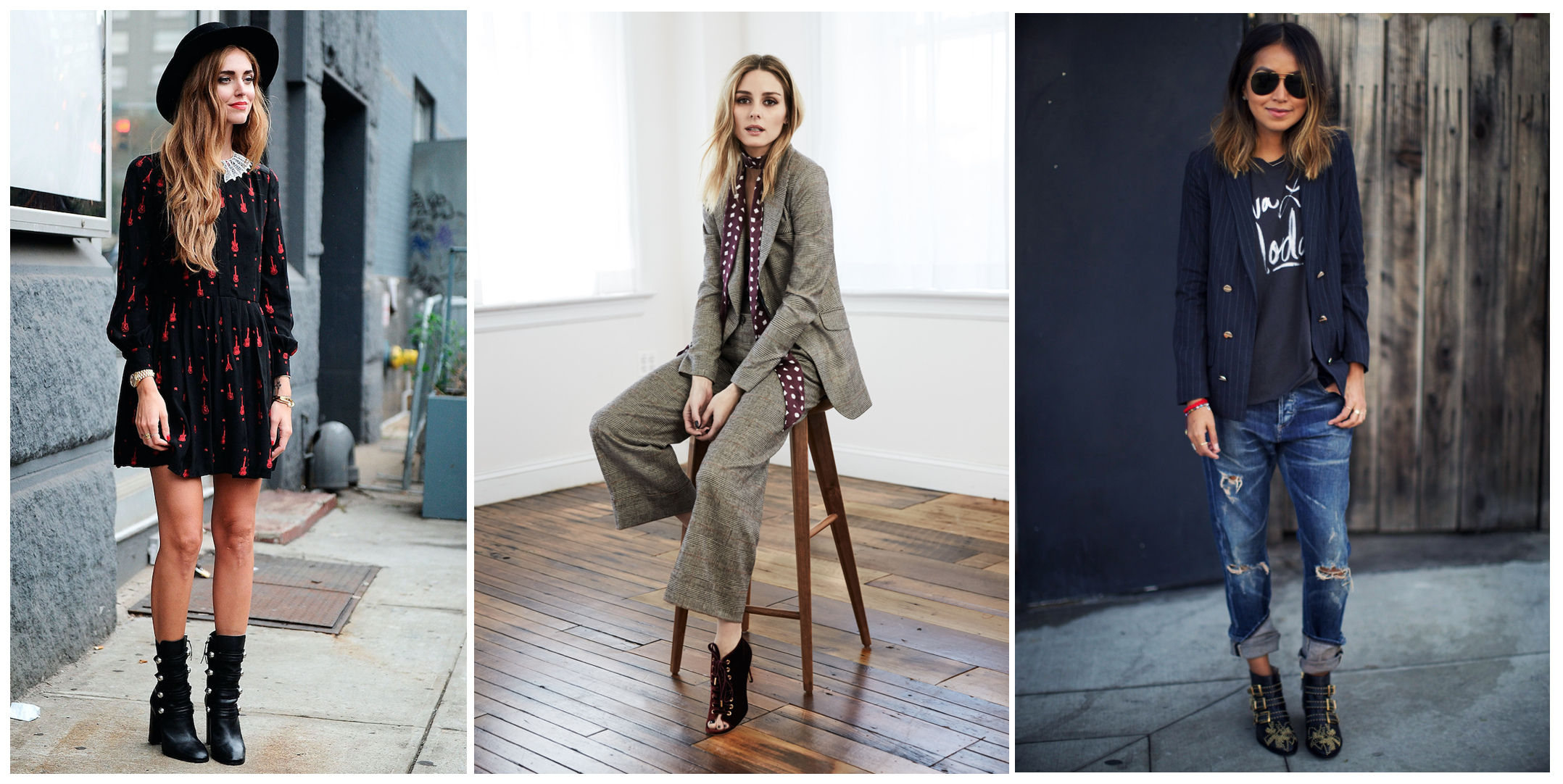 from left: Chiara Ferragni, Olivia Palermo and Julie Sariñana