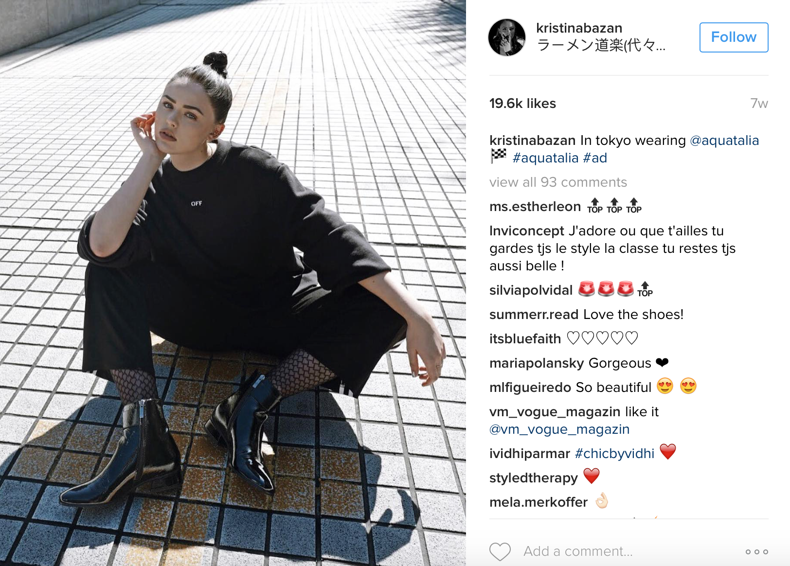 image: @kristinabazan instagram