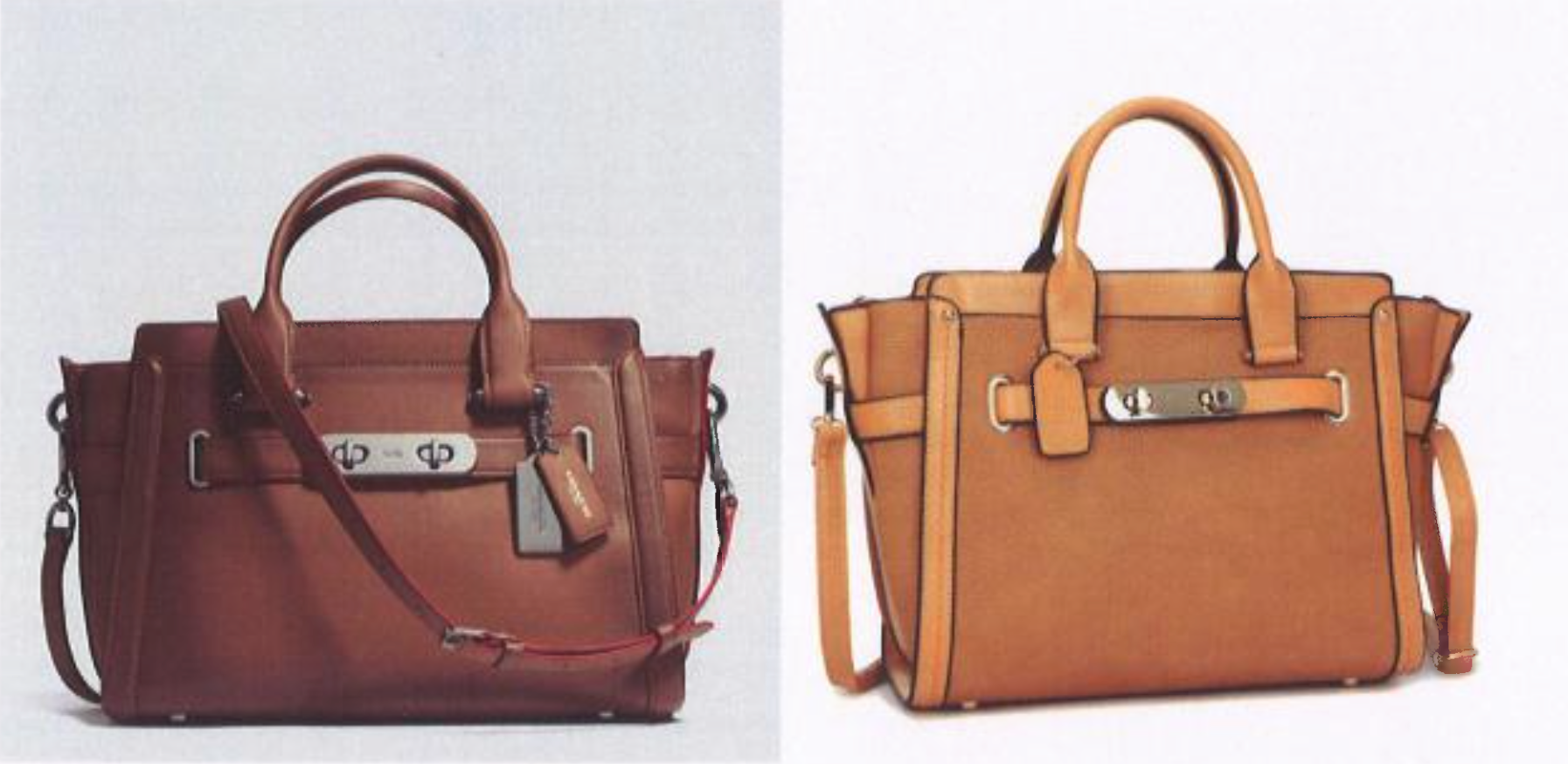 Coach's "Swagger" bag (left) & La Vani's version (right)