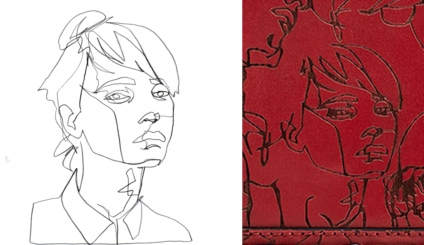 Schmitz's sketch (left) & a portion of Zara's bag (right)