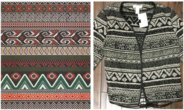 Unicolors' textile print (left) & H&M's jacket (right)