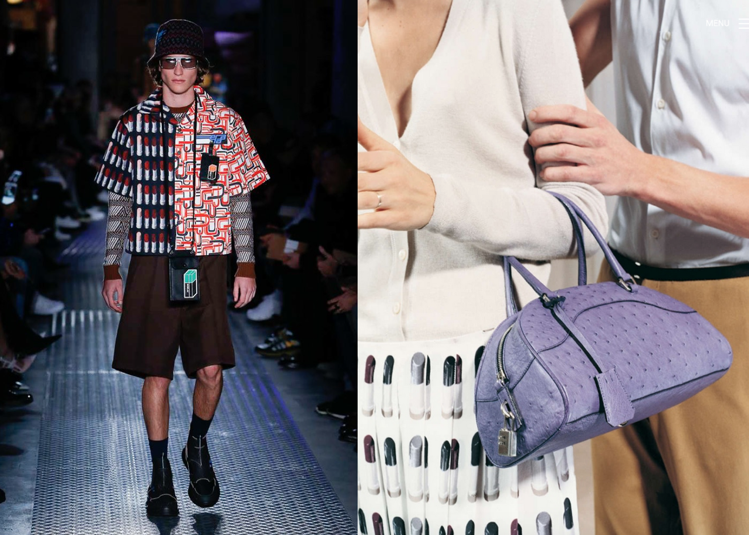Prada F/W 2018 lipstick (left) & Prada S/S 2000 (right)