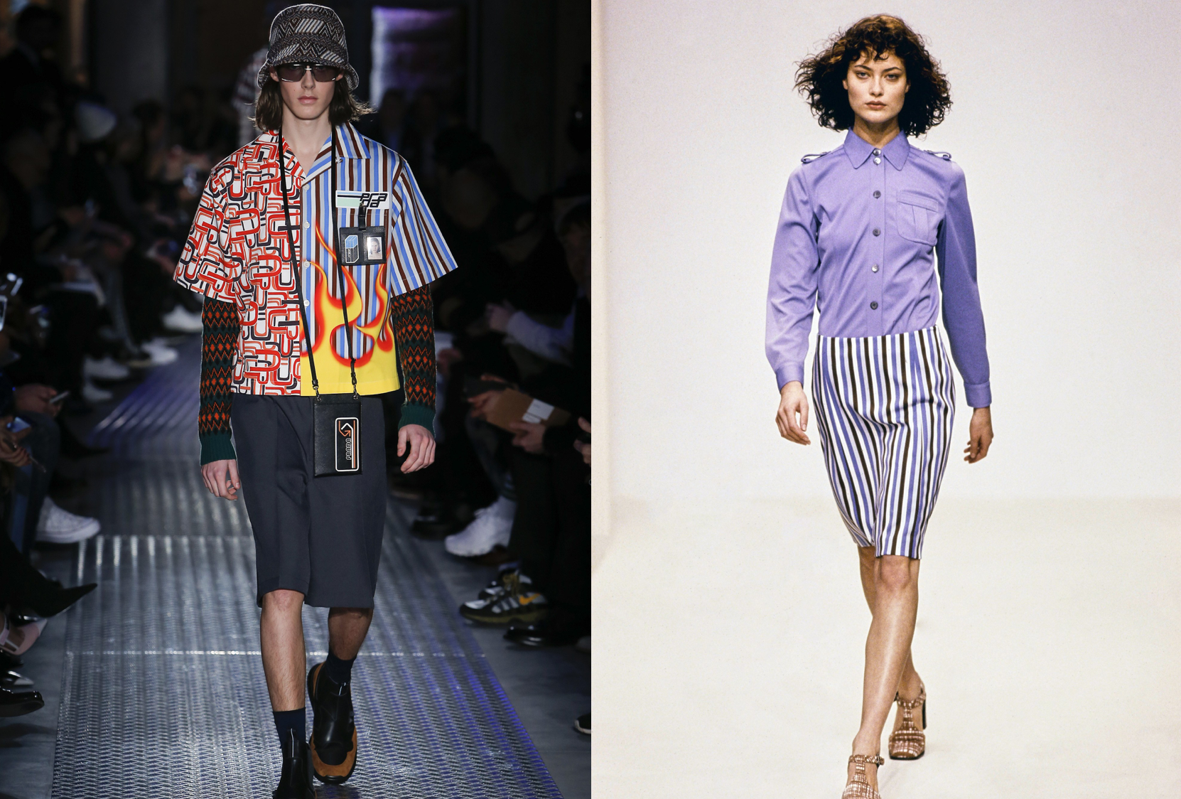Prada F/W 2018 stripes (left) & Prada S/S 1996 (right)