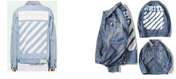 Off-White (left) and a Wish.com product listing (right)