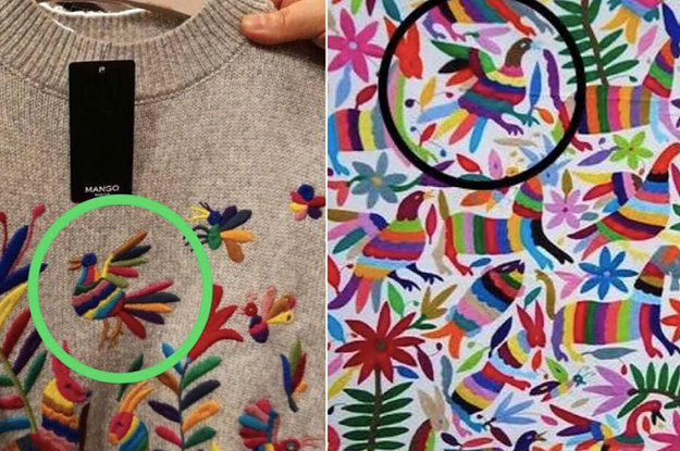 image: Mango's sweater (left) & a Tenango de Doria design (right)