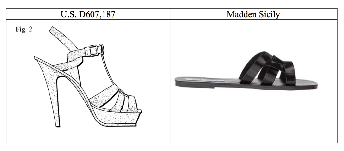 YSL's Tribute patent drawing (left) & Madden's Sicily (right)