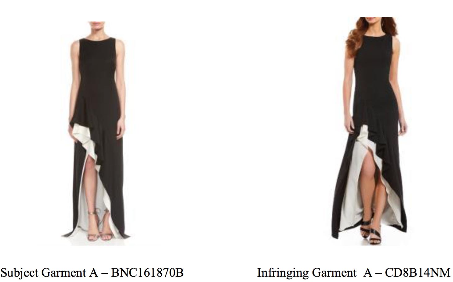 Halston’s dress (left) & CK’s version (right)