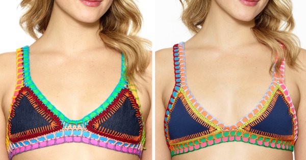 Ferrari’s bikini top (left) & Kiini’s bikini top (right)